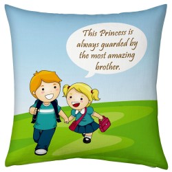 Princess Sister Guarded by Brother Childhood Printed Cushion 